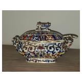 Vintage Porcelain Bowl by Royal Vienna RB Austria 8' x 5' x 5' with Matching Ladle