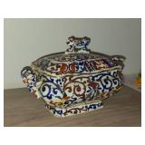 Vintage Porcelain Bowl by Royal Vienna RB Austria 8' x 5' x 5' with Matching Ladle