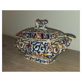 Vintage Porcelain Bowl by Royal Vienna RB Austria 8' x 5' x 5' with Matching Ladle