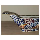 Vintage Porcelain Gravy Bowl by Royal Vienna RB Austria 8 1/2' x 3 1/2' x 3' with Matching Ladle