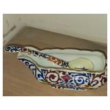 Vintage Porcelain Gravy Bowl by Royal Vienna RB Austria 8 1/2' x 3 1/2' x 3' with Matching Ladle