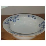 9-3/4' Porcelain Lidded Serving Bowl by Porsgrund (Norway) / Blue Floral Design with Brown Trim