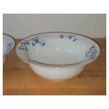 Lot of (2) 9-3/4' Porcelain Serving Bowls by Porsgrund (Norway) / Blue Floral Design with Brown Trim