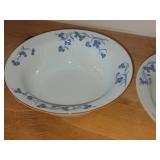 Lot of (2) 9-3/4' Porcelain Serving Bowls by Porsgrund (Norway) / Blue Floral Design with Brown Trim