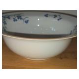 Lot of (2) 9-3/4' Porcelain Serving Bowls by Porsgrund (Norway) / Blue Floral Design with Brown Trim