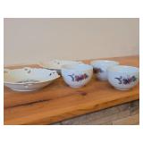 Lot of (5) Porcelain Bowls by Villeroy & Boch / Floral Design (on outside) / 3-1/2' x 3-3/4' (x3) and 8'D x 1.5' (x2)