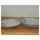Lot of (4) 11' Porcelain Dinner Plates - Bluebird Butterfly by Porsgrund (Norway)