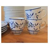Porcelain Dinnerware - Dinner Plates, Bowls, Coffee Mugs 21-piece - Bluebird Butterfly by Porsgrund (Norway)
