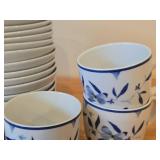 Porcelain Dinnerware - Dinner Plates, Bowls, Coffee Mugs 21-piece - Bluebird Butterfly by Porsgrund (Norway)