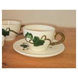 Hand Painted Set of (4) Tea Cups and (4) 6' Saucers - Poppy Trail California Ivy by Metlox