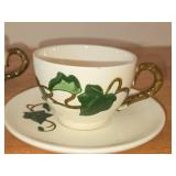 Hand Painted Set of (4) Tea Cups and (4) 6' Saucers - Poppy Trail California Ivy by Metlox