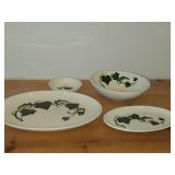 Dishwares - Oval Serving Platter (x2) and Bowls (x2) - Poppy Trail California Ivy by Metlox