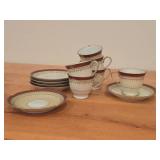 Porcelain Tea Cup and Saucer Set by Noritake / Rubeta pattern