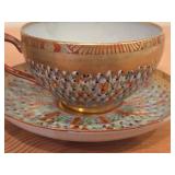 Japanese Thousand Faces Porcelain Set of (3) Tea Cups and (6) Saucers