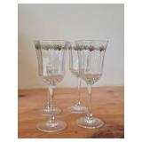 Lot of (4) Multi-Sided Glassware Stem Goblet - Heart & Pine by Porsgrund (Norway)