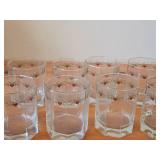 Lot of (8) Multi-Sided Glassware Tumblers - Heart & Pine by Porsgrund (Norway) with Pitcher