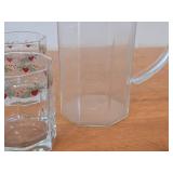 Lot of (8) Multi-Sided Glassware Tumblers - Heart & Pine by Porsgrund (Norway) with Pitcher