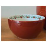 Lot of (2) Serving Bowls - Heart & Pine by Porsgrund (Norway) (red)