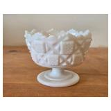 Vintage Milk Glass Dish by Westmoreland / Old Quilt pattern