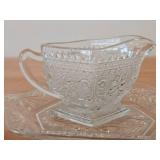 Indiana Glass Clear Glass Creamer, Plate, Pedestal Compote Bowl / Tiara Sandwich pattern