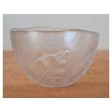 Vintage Embossed Clear Glass Bowl by Goran Warff for Kosta Boda (1970's) (Sweden) / Party Leaf pattern