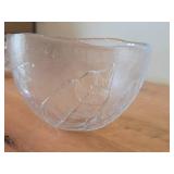 Vintage Embossed Clear Glass Bowl by Goran Warff for Kosta Boda (1970's) (Sweden) / Party Leaf pattern