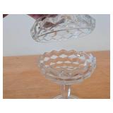 Vintage Fostoria American Clear Glass Covered Pedestal Candy Dish / Compote
