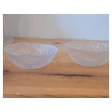 Lot of (2) Furu Crystal Glass Compote Dish by Hadeland (Norway) / Textured Pine pattern