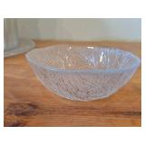 Lot of (2) Furu Crystal Glass Compote Dish by Hadeland (Norway) / Textured Pine pattern