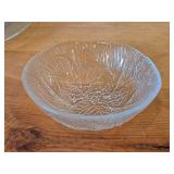 Lot of (2) Furu Crystal Glass Compote Dish by Hadeland (Norway) / Textured Pine pattern