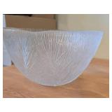 Furu Crystal Glass Serving Bowl by Hadeland (Norway) / Textured Pine pattern