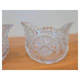 Vintage Late 1800's - Early 1900's American Brilliant Period Hand-Blown / Hand-Cut Crystal Glass Sugar Bowls (x2) and Creamer
