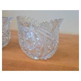 Vintage Late 1800's - Early 1900's American Brilliant Period Hand-Blown / Hand-Cut Crystal Glass Sugar Bowls (x2) and Creamer