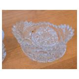 Vintage Late 1800's - Early 1900's American Brilliant Period Hand-Blown / Hand-Cut Crystal Glass Sugar Bowls (x2) and Creamer