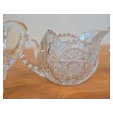 Vintage Late 1800's - Early 1900's American Brilliant Period Hand-Blown / Hand-Cut Crystal Glass Sugar Bowls (x2) and Creamer