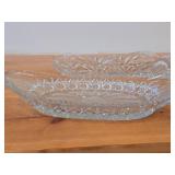 Vintage Late 1800's - Early 1900's American Brilliant Period Hand-Blown / Hand-Cut Crystal Glass Relish / Celery Trays (x2) and Nappy Dish