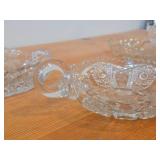 Vintage Late 1800's - Early 1900's American Brilliant Period Hand-Blown / Hand-Cut Crystal Glass Relish / Celery Trays (x2) and Nappy Dish