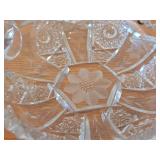 Vintage Late 1800's - Early 1900's American Brilliant Period Hand-Blown / Hand-Cut Crystal Glass Relish / Celery Trays (x2) and Nappy Dish
