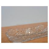 Vintage Late 1800's - Early 1900's American Brilliant Period Hand-Blown / Hand-Cut Crystal Glass Relish / Celery Trays (x2) and Nappy Dish