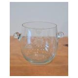 Vintage Etched Glass Ice Bucket / Vase with Snail Handles