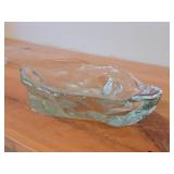 Translucent Green Glass Serving Bowl / Dish (oyster shell)