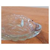 Translucent Green Glass Serving Bowl / Dish (oyster shell)