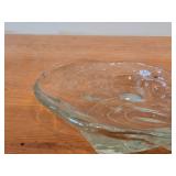 Translucent Green Glass Serving Bowl / Dish (oyster shell)