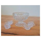 Vintage Early American Pattern Glass Children's Punch Bowl Tea Party Set by US Glass