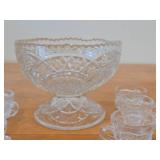 Vintage Early American Pattern Glass Children's Punch Bowl Tea Party Set by US Glass