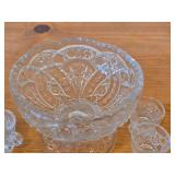 Vintage Early American Pattern Glass Children's Punch Bowl Tea Party Set by US Glass