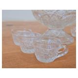 Vintage Early American Pattern Glass Children's Punch Bowl Tea Party Set by US Glass