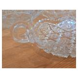 Vintage Late 1800's - Early 1900's American Brilliant Period Hand-Blown / Hand-Cut Crystal Glass Oval Relish Tray, Footed Bowl, Nappy Dish