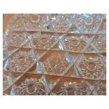 Vintage Late 1800's - Early 1900's American Brilliant Period Hand-Blown / Hand-Cut Crystal Glass Oval Relish Tray, Footed Bowl, Nappy Dish