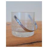 Vintage Etched Crystal Ice Bucket with Chrome Metal Swing Handle by Porta Italian